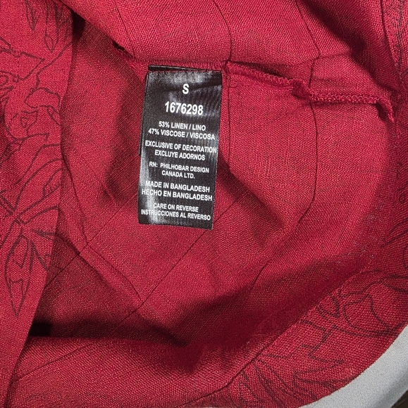 Nicole Miller Red V-Neck Flutter Sleeve Knee-Length Linen Dress - Picture 8 of 8